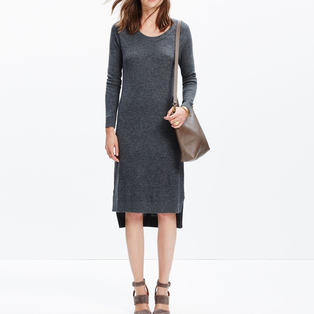 Madewell Side-Slit Sweater-Dress dark grey size‎ small